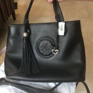 COPY - Brighton black leather satchel from the Ferrara collection.